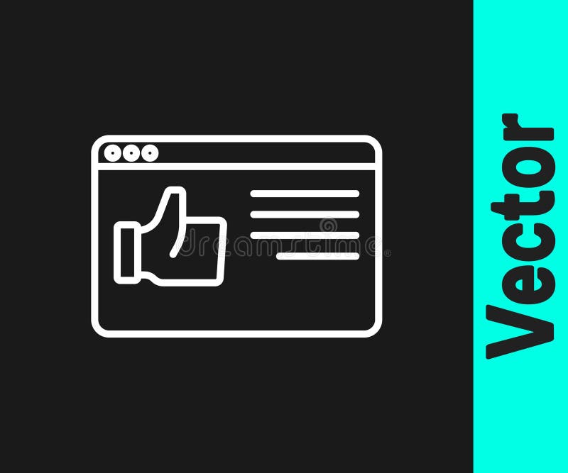 White line Browser window icon isolated on black background. Vector royalty free illustration