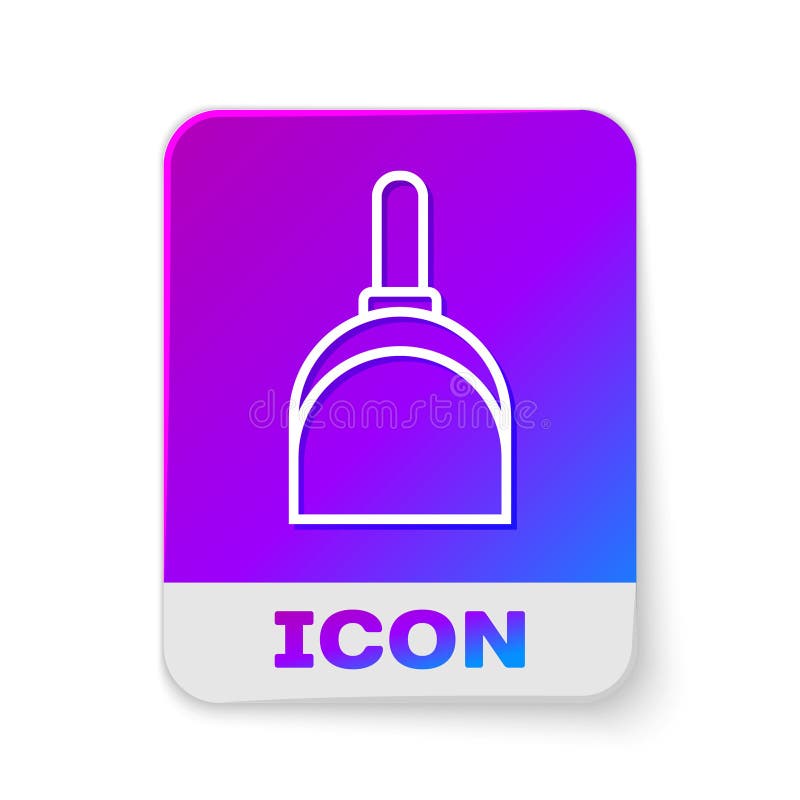 White line Dustpan icon isolated on white background. Cleaning scoop services. Rectangle color button. Vector stock illustration