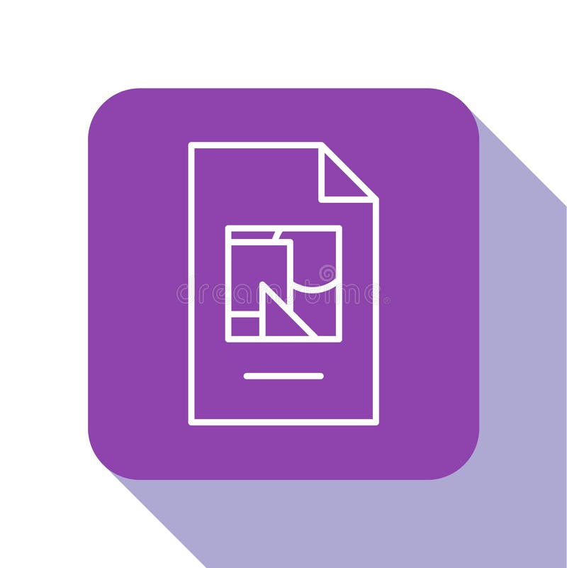 White line File document with illustration icon isolated on white background. Checklist icon. Business concept. Purple stock illustration