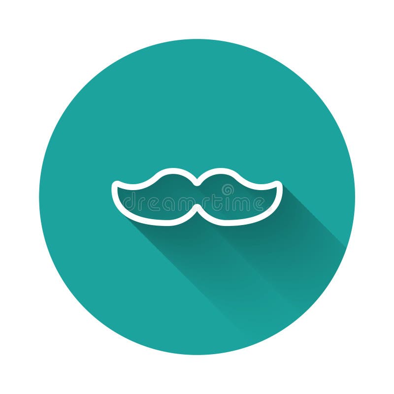 White Line Mustache Icon Isolated with Long Shadow. Barbershop Symbol ...