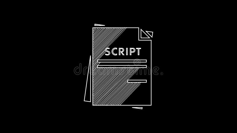 White line Scenario icon isolated on black background. Script reading concept for art project, films, theaters. 4K Video