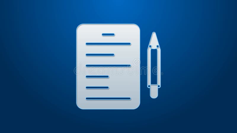 White line Scenario icon isolated on blue background. Script reading concept for art project, films, theaters. 4K Video