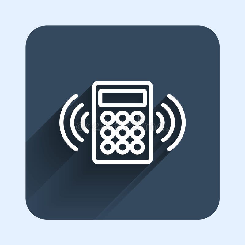 White line Security system control panel with display icon isolated with long shadow background. Keypad of security stock illustration
