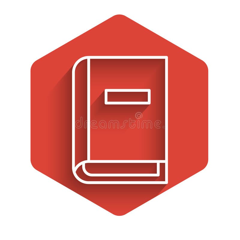 White line User manual icon isolated with long shadow. User guide book. Instruction sign. Read before use. Red hexagon vector illustration