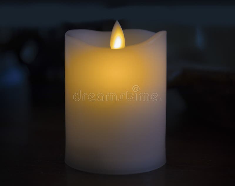Single White Lit Candle On White Background Stock Photo Image of