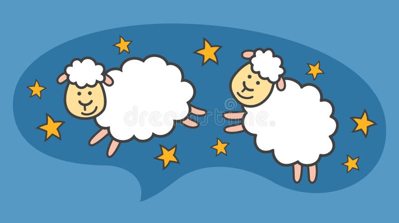 White little cartoon sheeps or lambs are flying in the blue night sky. royalty free illustration White little cartoon sheeps or lambs are flying in the blue night sky. royalty free illustration