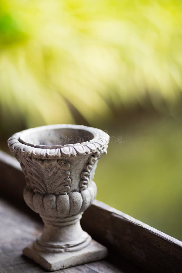 White Little Stone Vase, Classical Style for Decoration Stock Photo