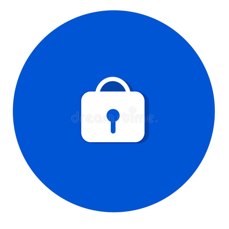 White Lock Security Icon Blue Round Background Stock Photo - Illustration  of apps, colour: 147257882