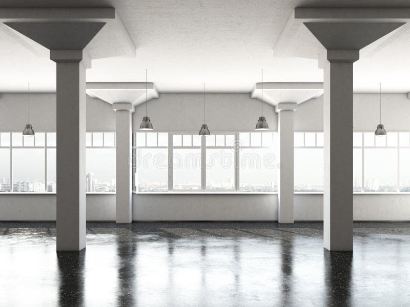 White loft room with columns royalty free illustration White loft room with columns royalty free illustration