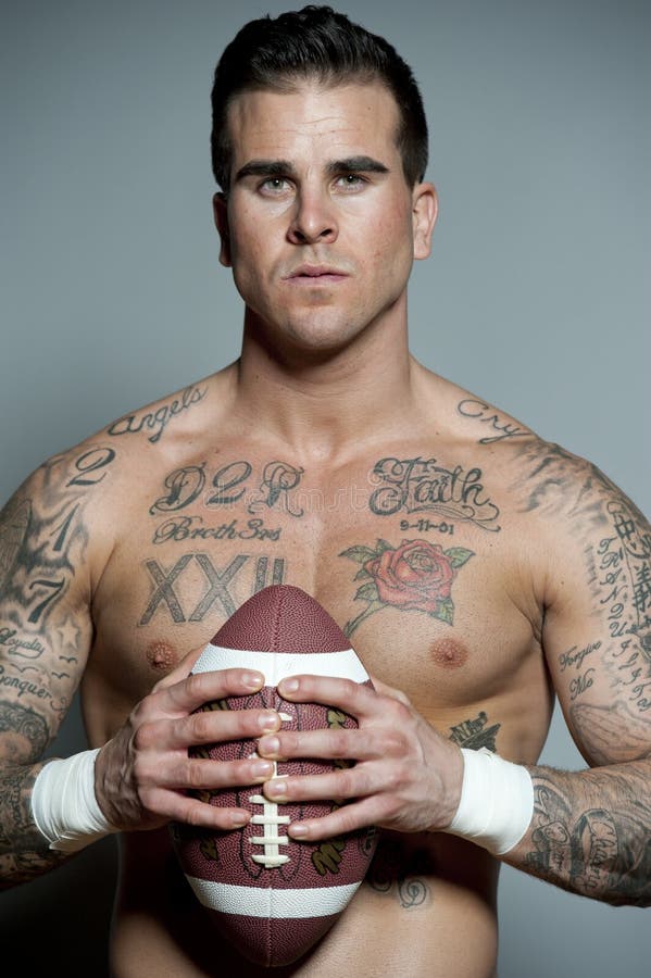White Male Football Player stock photo. Image of bodybuilding 65263452