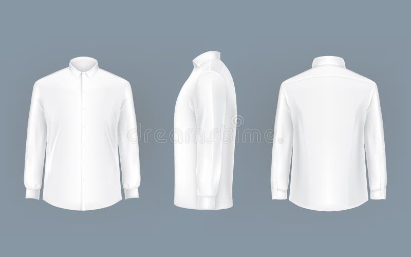 White Male Shirt with Long Sleeves and Buttons Stock Vector ...