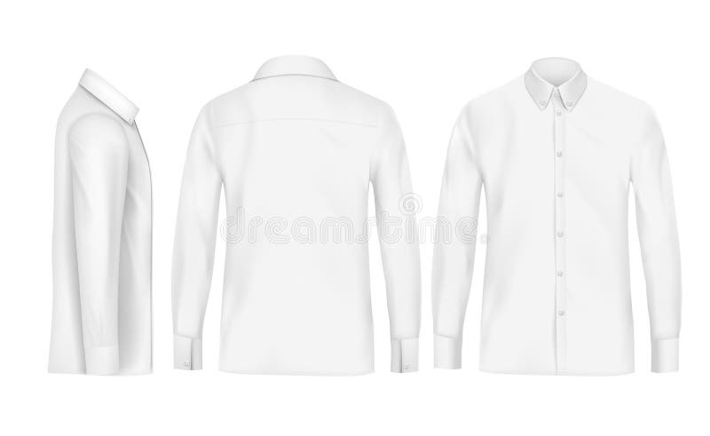 White Male Shirt with Long Sleeves and Buttons Stock Vector ...
