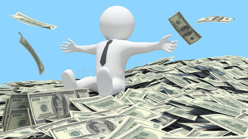 White man sitting on a pile of money stock illustration White man sitting on a pile of money stock illustration