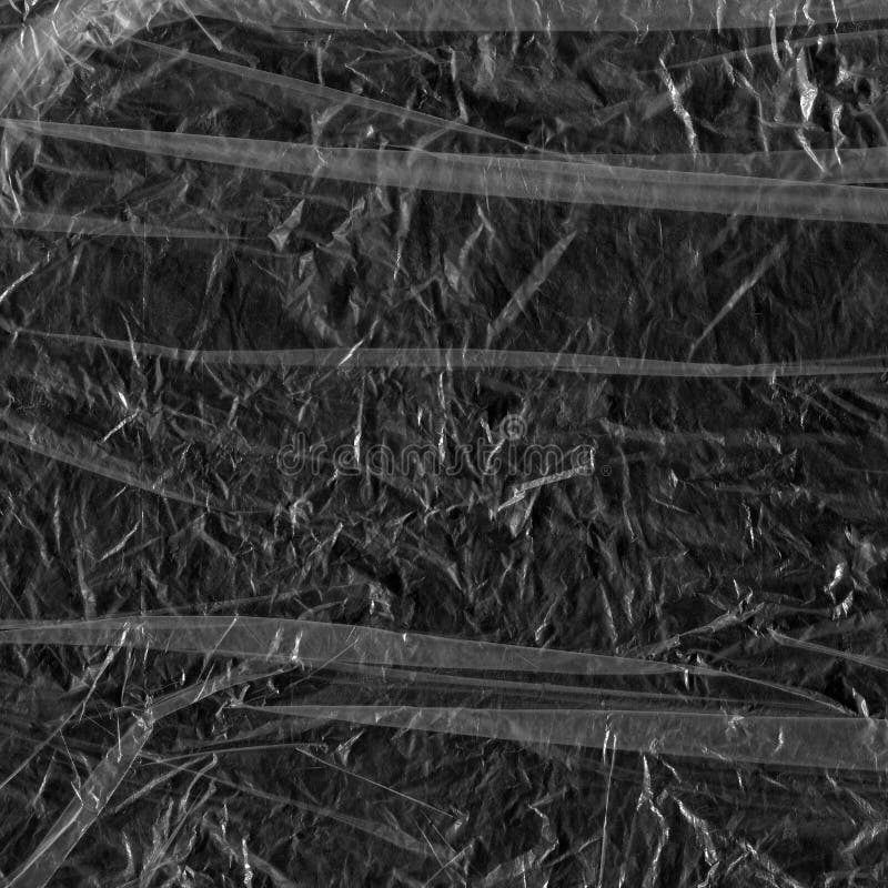 White Many Plastic Texture And Clear Plastic Black Background Transparent Plastic Wrap On The