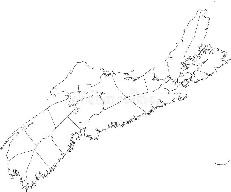 White Map of Counties of NOVA SCOTIA, CANADA Stock Illustration