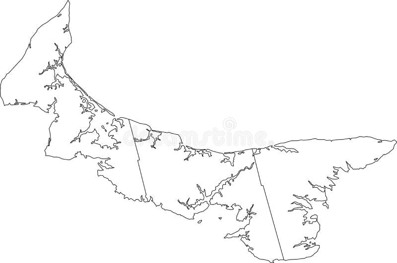 White Map of Counties of PRINCE EDWARD ISLAND, CANADA Stock Vector