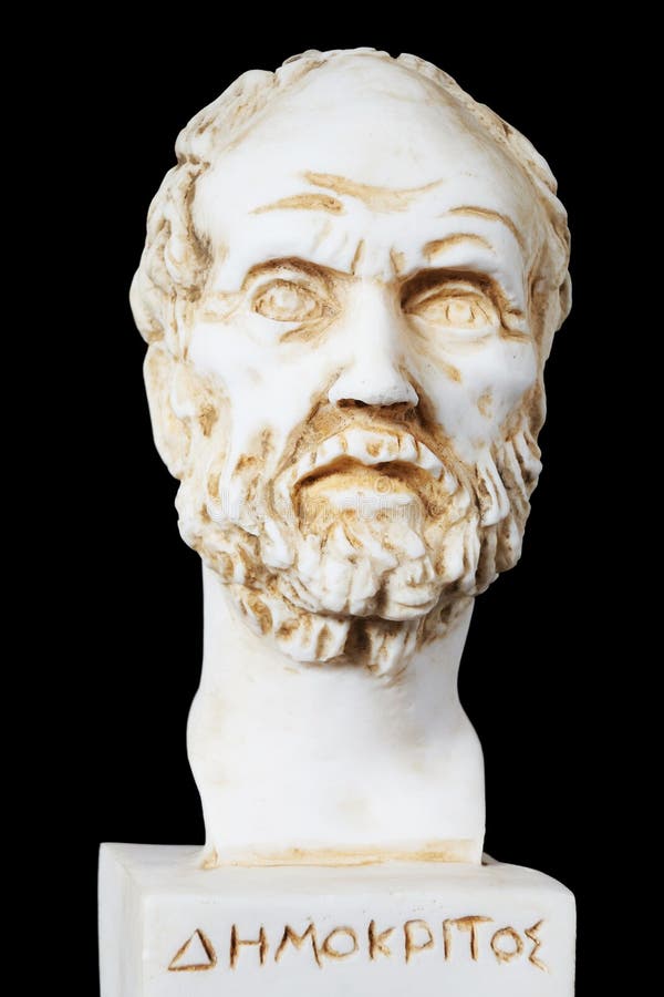 Weiß büste aus griechisch philosoph Demokrit, auf der Schwarz.