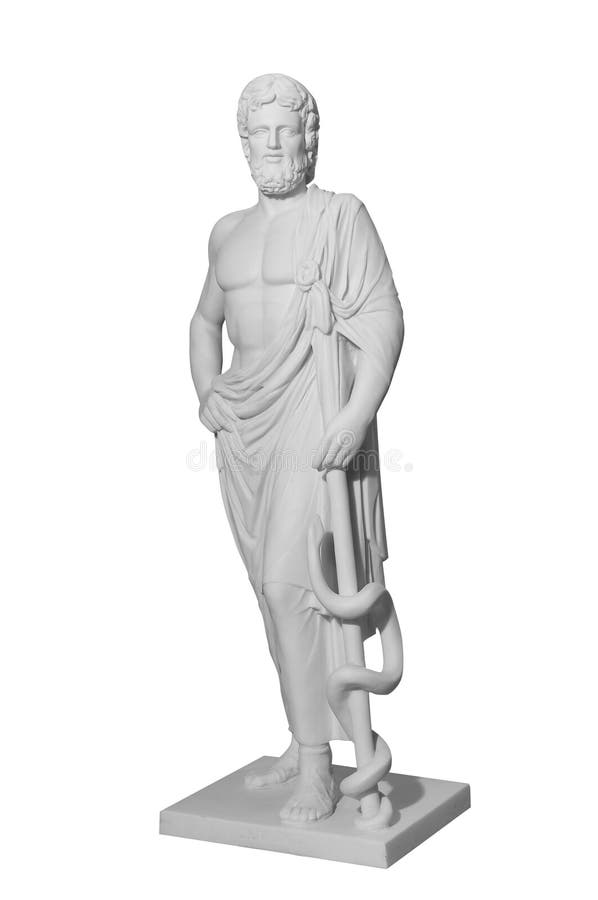 White marble classic statue of Asclepius stock photos White marble classic statue of Asclepius stock photos