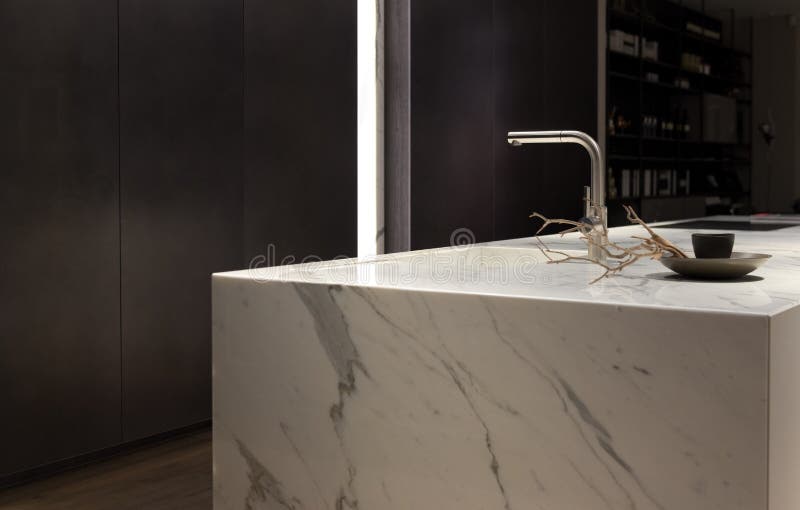 White Marble Kitchen stock image