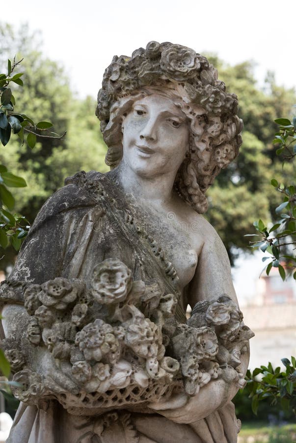 White Marble Statue in Villa Rome, Stock Photo Image of