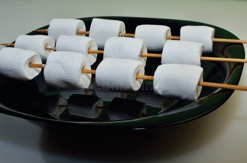 White Marshmallow on Barbecue Sticks Stock Photo Image of nutrition
