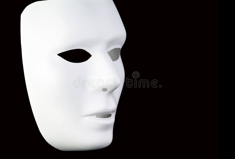 A profile shot of a white full face mask taken on a black background. Side profile mask stock images, royalty-free photos and pictures
