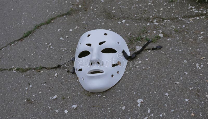 A White Mask with Black Eyes and a Black String Stock Illustration