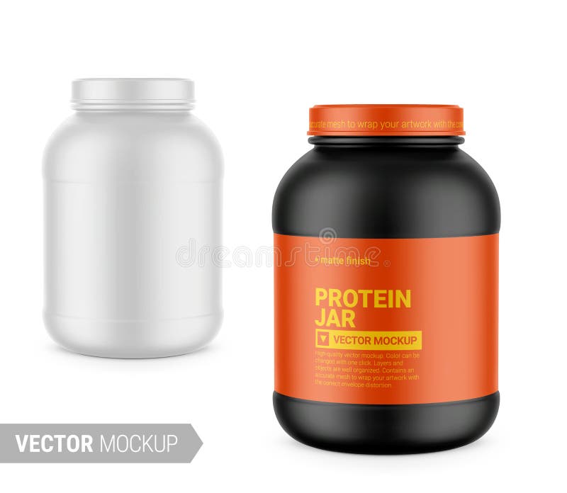 Empty Protein Powder Container Isolated On Stock Photo 266129924