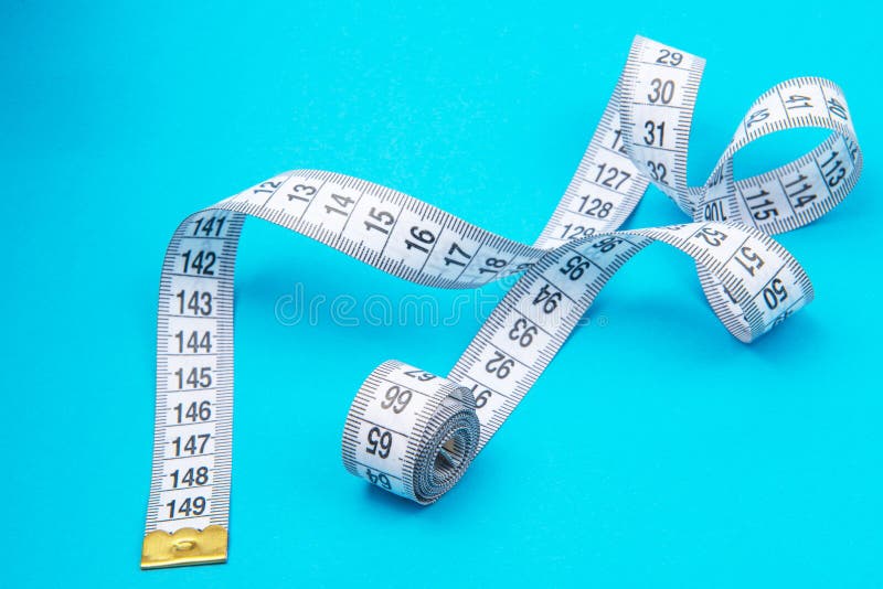Blue Rubber Tape Measure for Sewing Cloth or Fabric Isolated on