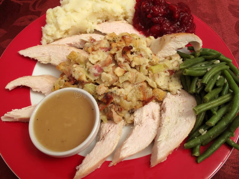 White Meat Turkey & Trimmings Stock Image - Image of stuffing ...