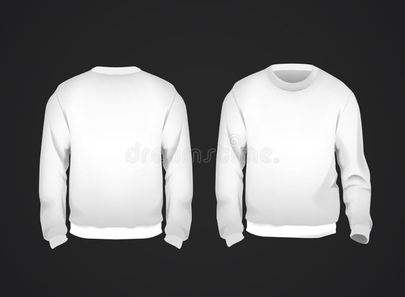 White Men`s Sweatshirt Template with Sample Text Front and Back View ...