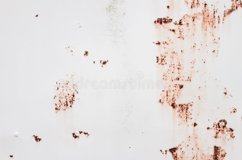 White metal wall with rust spots stock photography
