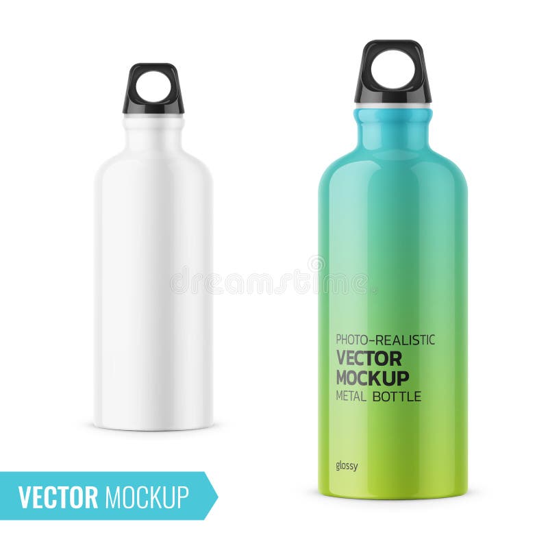 Metal water bottle white realistic reusable drink Vector Image