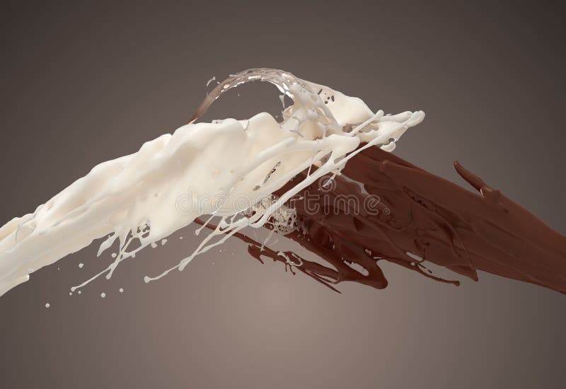 White Milk And Brown Chocolate Splashing On Dark Background vector illustration White Milk And Brown Chocolate Splashing On Dark Background vector illustration