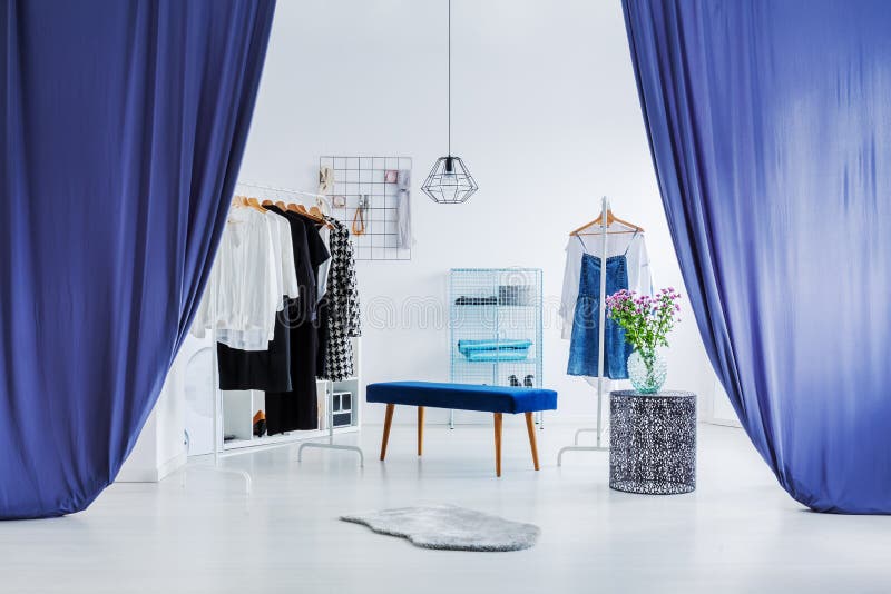 White, minimal dressing room stock photo