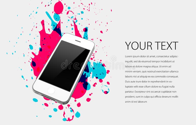 A White Mobile Phone on White Background with Stock Illustration Illustration of digital