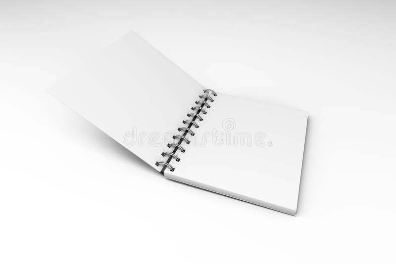White Mock Up Spiral Open Notebook 3D Stock Illustration - Illustration of illustration, mockup ...