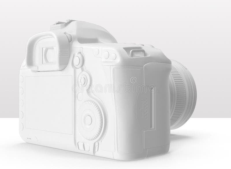 White Monochrome Camera 3D Illustration Stock Illustration