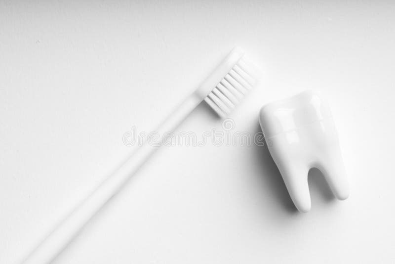 White and monotone color dental care & toothbrush set for clean concept