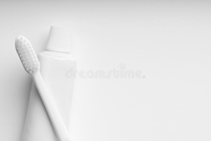 White and monotone color dental care & toothbrush set for clean concept