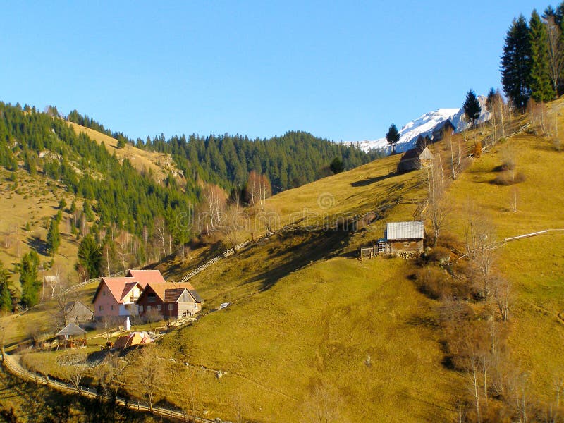 White Mountains Snow on Peaks House Stock Photo Image of colors