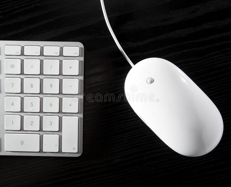 The white mouse and the keyboard stock photo