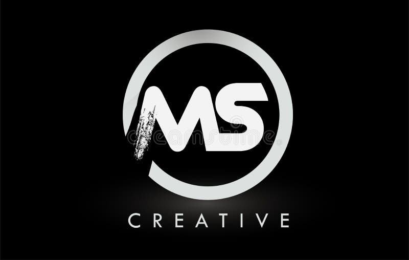 White MS Brush Letter Logo Design. Creative Brushed Letters Icon Logo Stock Vector