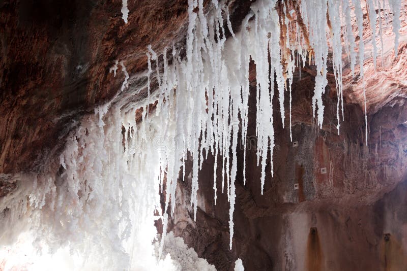 Salt Cave With White Stalactites Stock Image Image of obsolete, dark