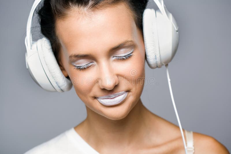 White Noise, with Headphones. Stock Image Image of sensual