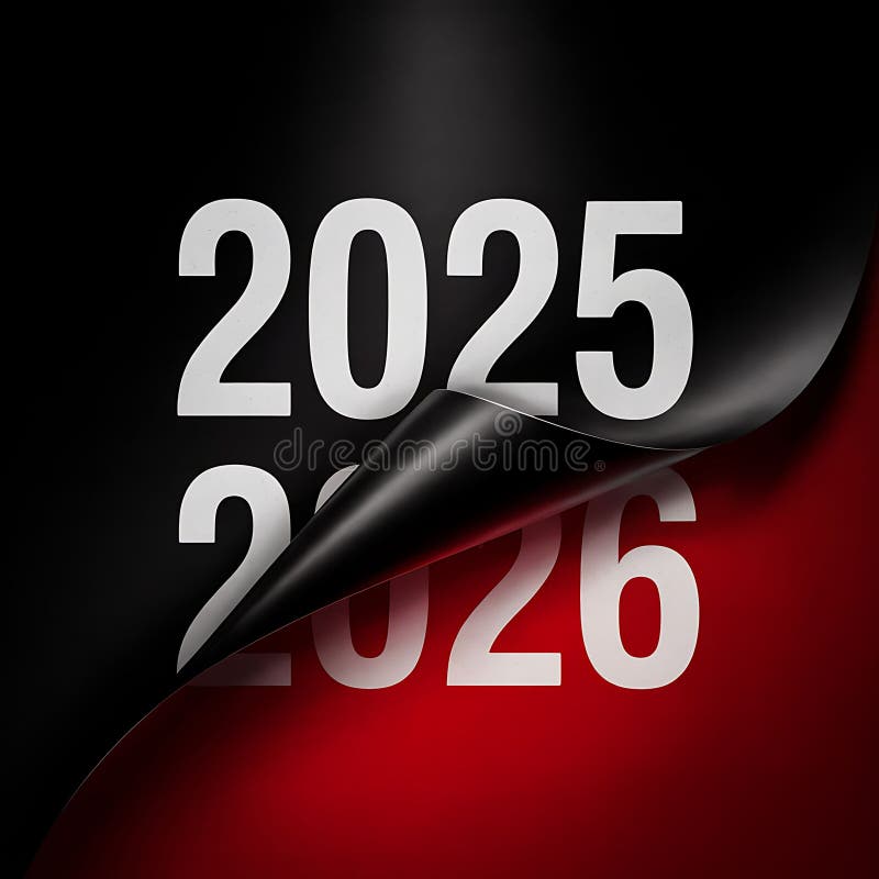 White Numbers 2025 2026 Revealed Under Black Sheet royalty free illustration