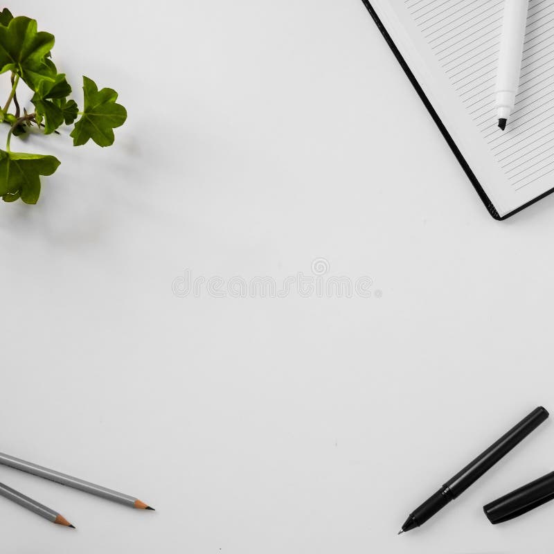 White Office Desk and Stationery Stock Image Image of stationery