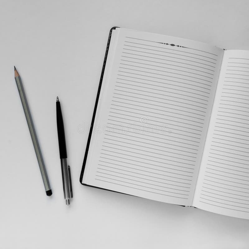 White Office Desk and Stationery Stock Photo Image of note, pencil