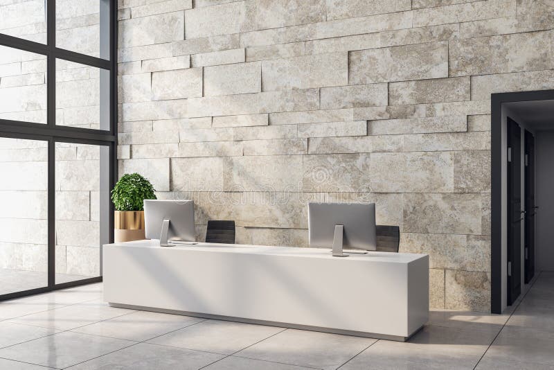 White Office Lobby With Copyspace Stock Illustration