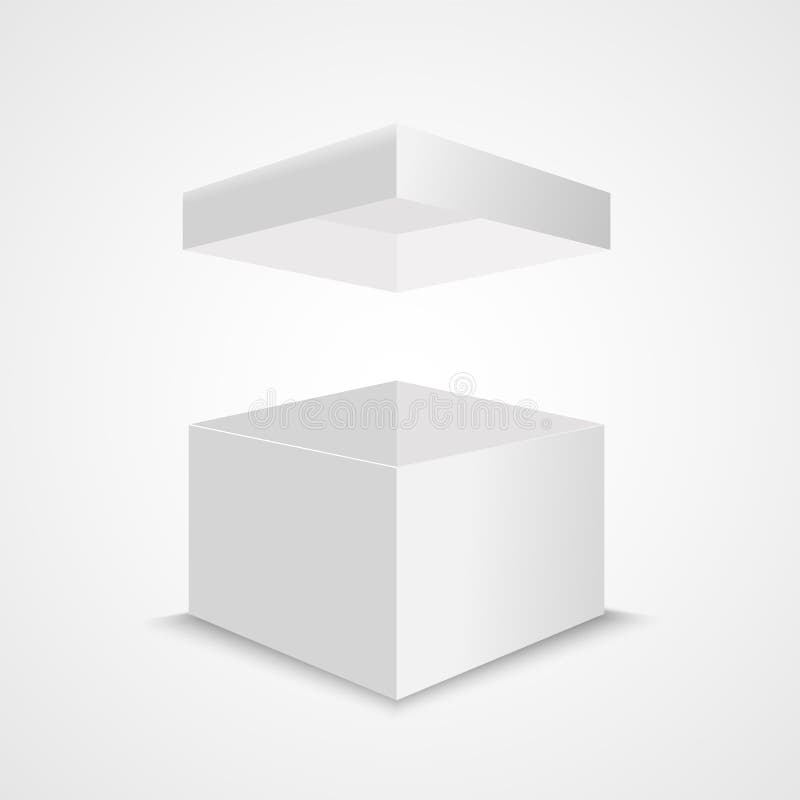 Download White Open Box Mock Up. Realistic Vector Cardboard Cube ...
